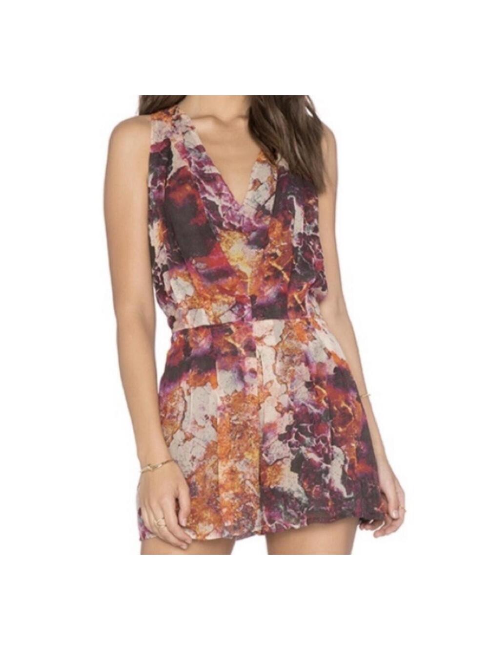 New Chloe Oliver Anthropologie Silk Watercolor Romper Small S